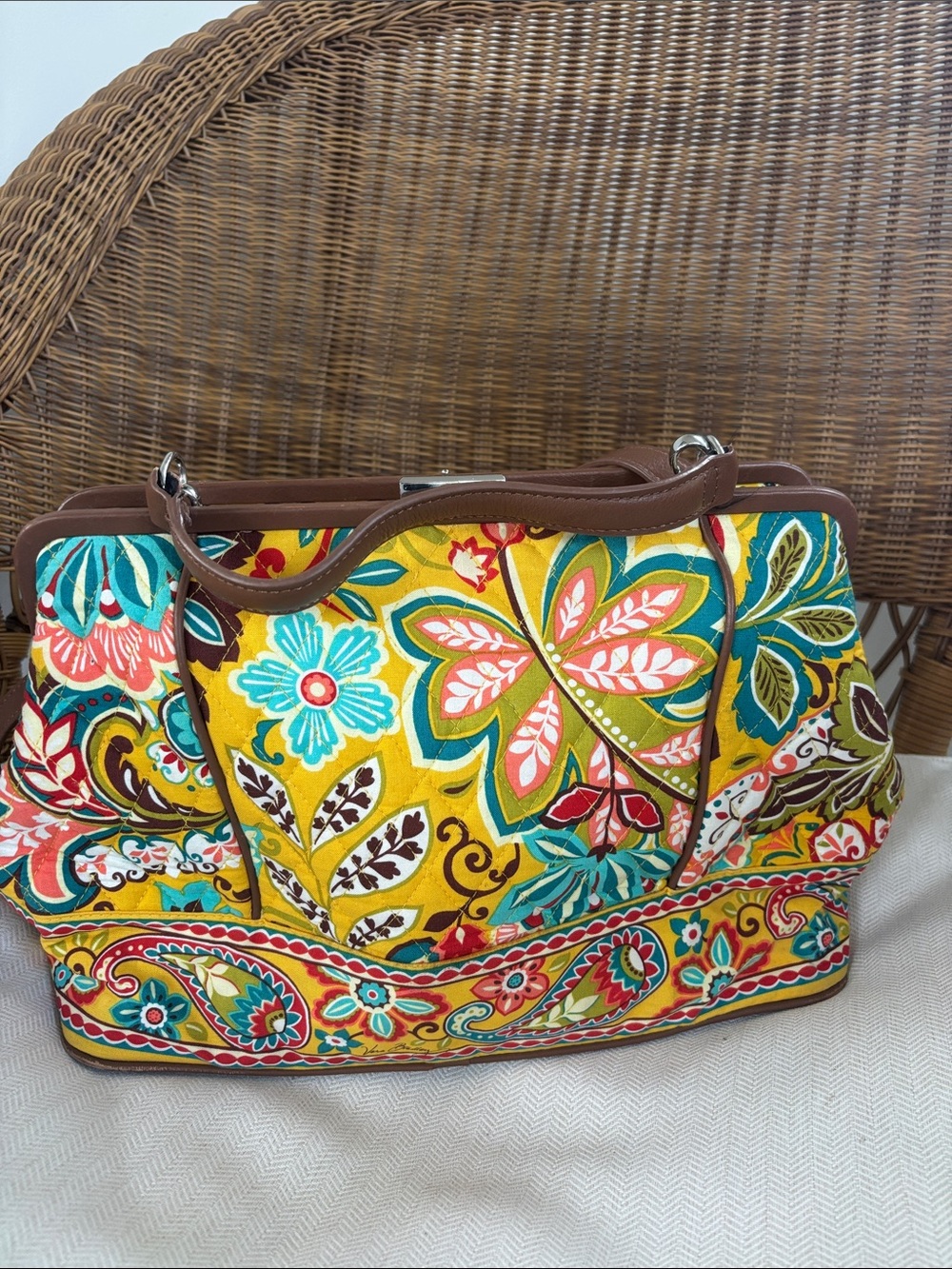 Vera Bradley bag with leather straps
